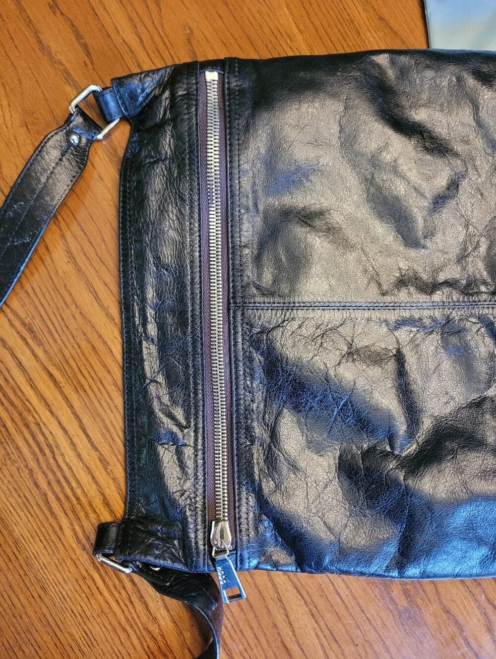 HOBO Black Genuine Leather Crossbody Bag | Organizer Purse + Dust Bag